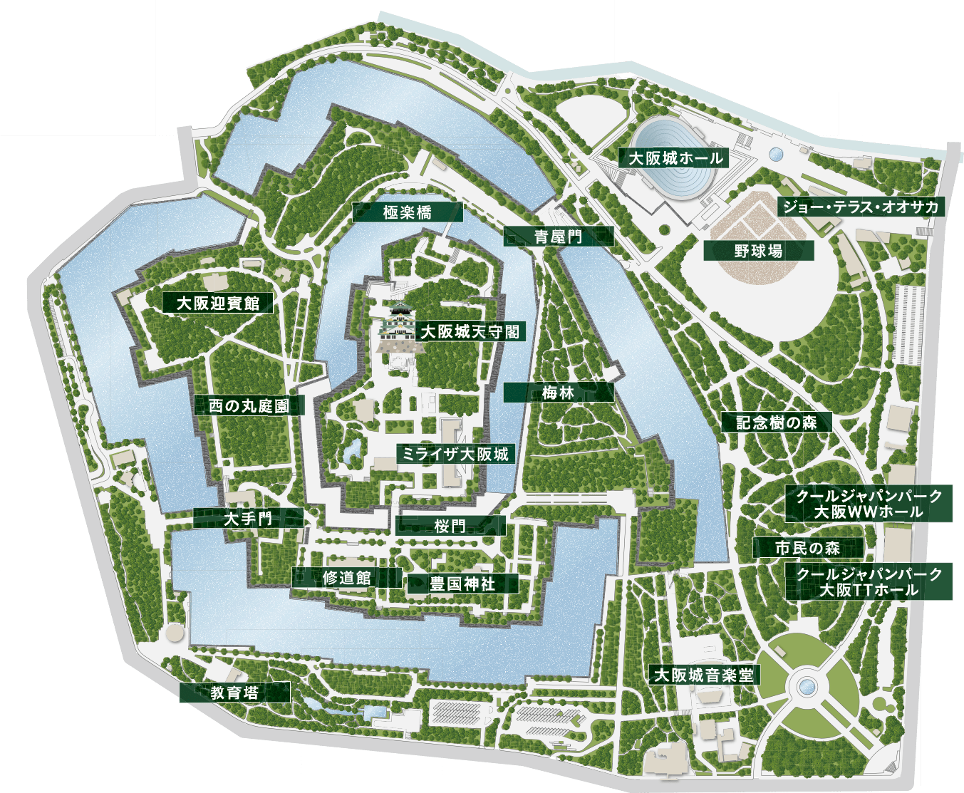 大阪城公園イラストマップ